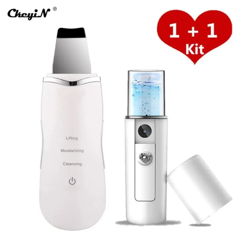 Ultrasonic Skin Scrubber  + Skin Rejuvenation Nano Face Mist Steamer Wrinkles Busted